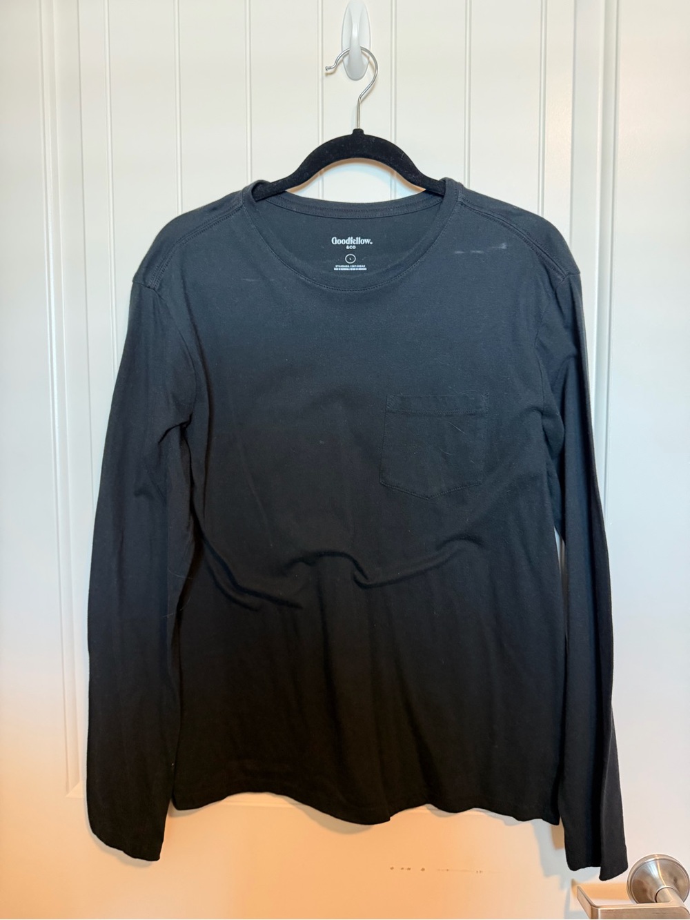 Goodfellow & Co Black Long-Sleeve Pocket Tee - Men's Crew